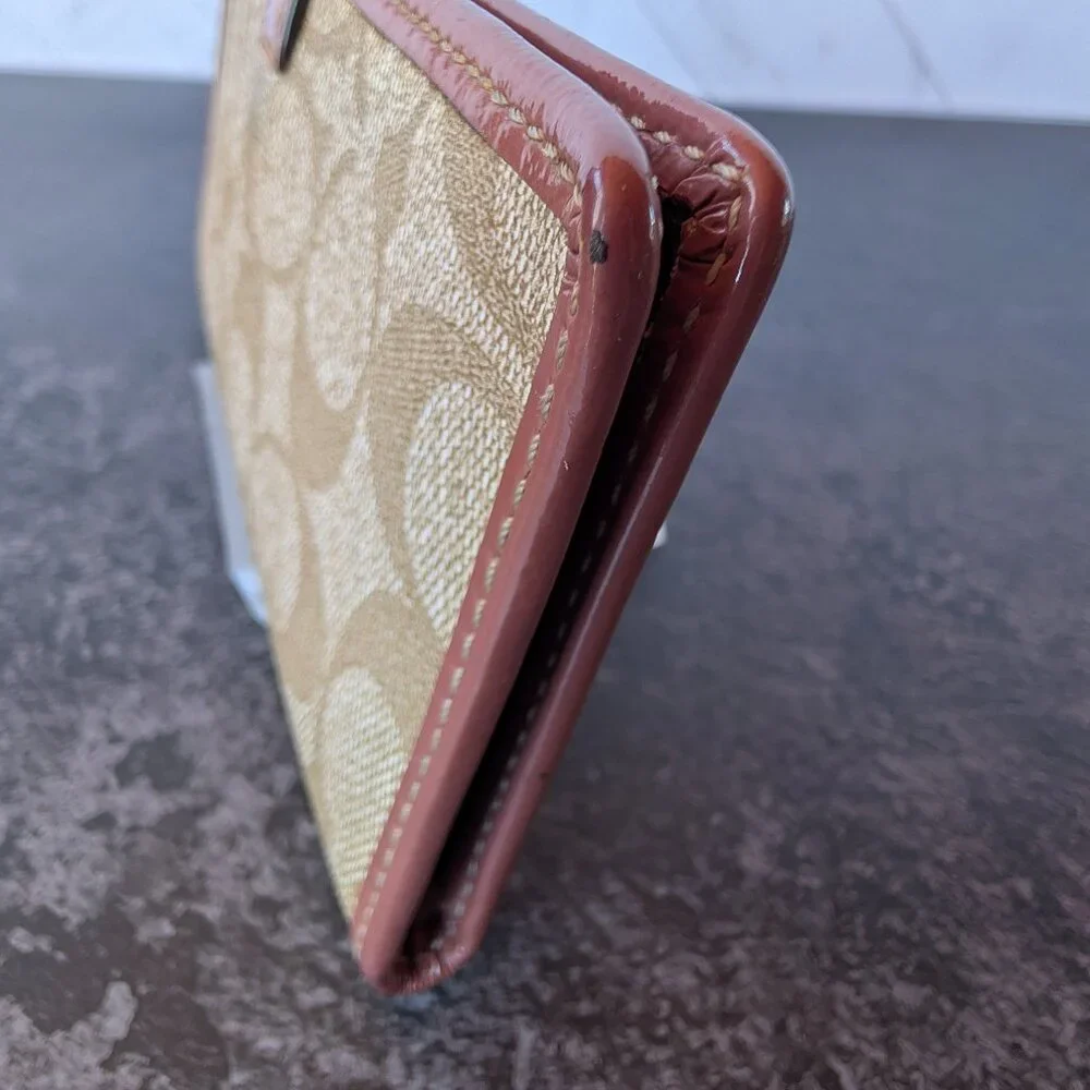 Coach Signature Canvas & Leather Snap Wallet – Pink/Brown - Picture 8 of 11